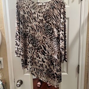 Chico's Brown and tan Asymmetrical top